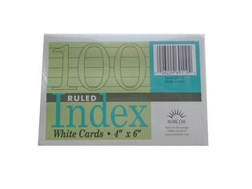 INDEX CARDS 4 X 6 BLANCA X 100